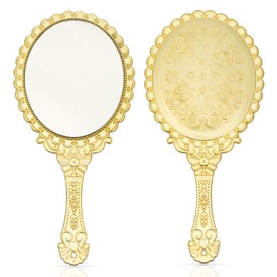 China Custom Private Label Custom Logo Hand Mirror Gold Personalized, Gold Hand Mirror, Hand Held Gold Mirror Hd7Gold for sale