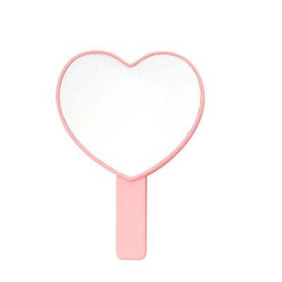 China Wholesale Promotion Personalized Personalized Heart Logo Handle Hand Pocket Mirror White Plastic Brushed Vanity Makeup Mirrors for sale