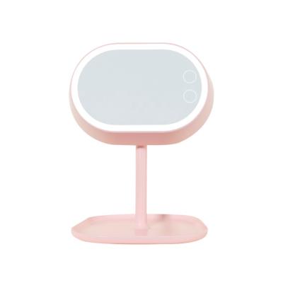 China Factory Price Lighted Touch Screen Dimming Plastic Led Makeup Mirror High Definition Table Led Lighting Lamp for sale