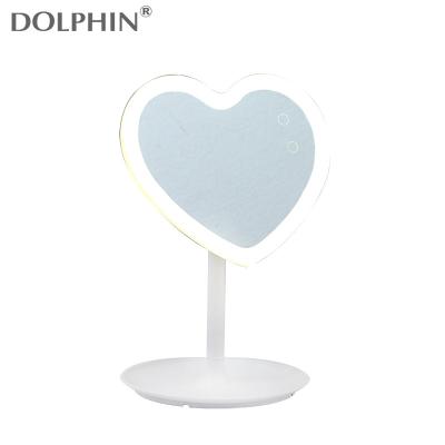 China Heart Shaped Mirror Lighted Makeup LED Porket Electronic Whiteboard Light Mirror Beauty Gifts Desk Lighted Heart Shaped Mirror With LED Light CE for sale