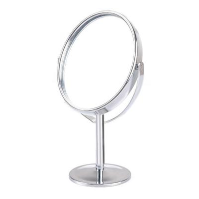 China High Quality Custom 360 Degree Rotation Double Side Gold Metal Round Lighted Arbitrary Vanity Desk Mirror for sale