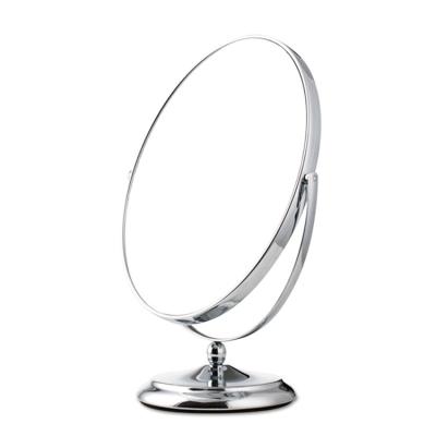 China Newest Fashionable Personalized Magnifying Electroplating Customized Magnifying Metal Double Desk Side Magnifying Cosmetic Silver Dressing Table Mirror for sale