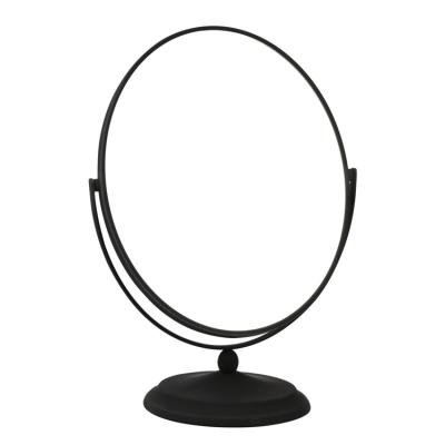 China Fashionable Personalized Personalized Metal Magnifying Double Around 360 Degree Rotation Silver Arbitrary Side Standing Dressing Table Desktop Mirror for sale