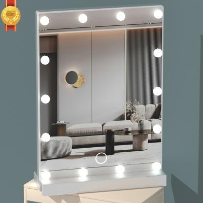 China LED Lighted Lighted Makeup Cosmetic Table Set With Hollywood Mirror Bed Lights Mirrored Makers for sale