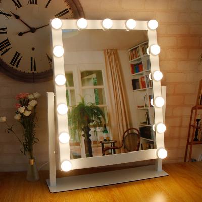 China Hollywood Large Dim Vanity 15 Bulbs Makeup Mirror Table Lamp Holder Lighted Led Lighted Makeup Vanity Mirror With Light for sale