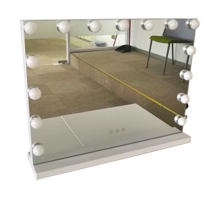 China Large White Square Touch Switch Fashionable Personalized Aluminum Makeup Led Hollywood Light Mirror for sale