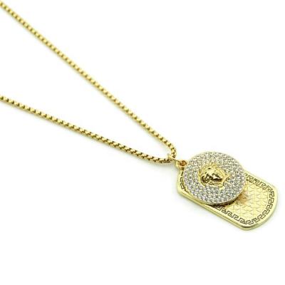 China Running Hip Hop Hip Hop Box Chain With Alloy And Rhinestone Army Key Card Bling Pendant Necklace for sale