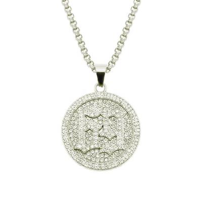 China Hip Hop Stock Hip Hop Alloy And Round Diamond 69 Number Military Map Pendant Necklace for sale