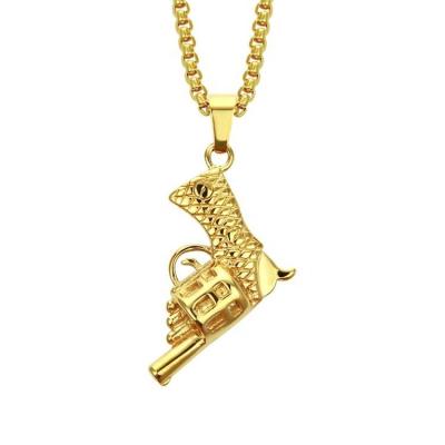 China Stainless Steel Running Gun Chain Hop Hip Hop Hip Hop Pendant Necklace For Men for sale