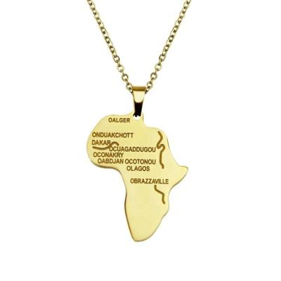 China Hot Sale Stainless Steel Africa Map Hip Hop Hiphop Stock eBay Pendant Necklace for sale