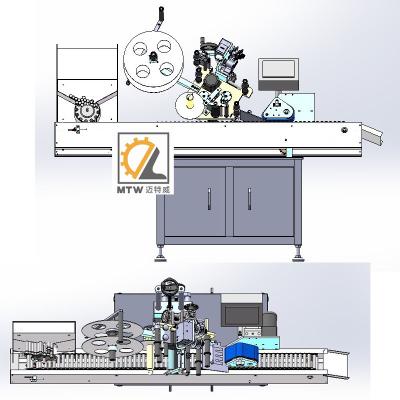 China Simple Operation MTW Automatic Horizontal Way Round Bottle Desktop Labeling Machine With Good Performance for sale