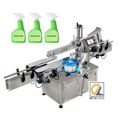 China MTW Automatic Simple Operation Square Bottle Sides Labeling Machine Flat Surface Label Applicator for Hand Sanitizer Bottles for sale