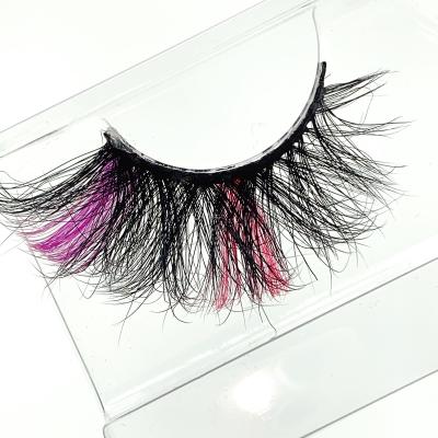 China New 25mm Colorful Mink Lashes Wholesale Lashes For Party Pink False Blue White Eye Lashes Colorful Mink Lashes Handmade Seller for sale