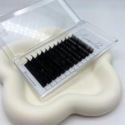 China Faux Silk Mink Custom Packaging Eyelash Extensions Classic 0.15mm Long Natural Lash Tray Extension Mega Matte Black Eyelash for sale