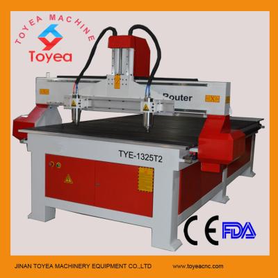 China CE approved factory price TYE CNC Router with two heads ,51x98inch working area square linear rail  TYE-1325T2 for sale