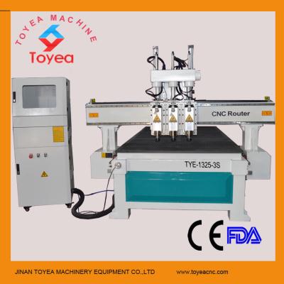 China Wood furniture cnc router machine with 3 pneumatic spindle tool changer 4x8 working table TYE-1325-3S for sale