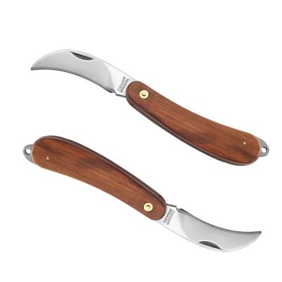 China Easy Control Folding Wooden Handle Garden Knife Plant Fruit Grafting Electrician Knife for sale