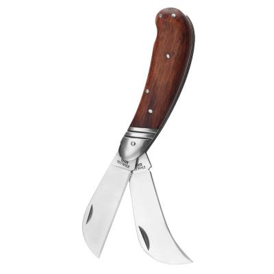 China Non-variable folding agricultural grafting knives with wooden handle for sale