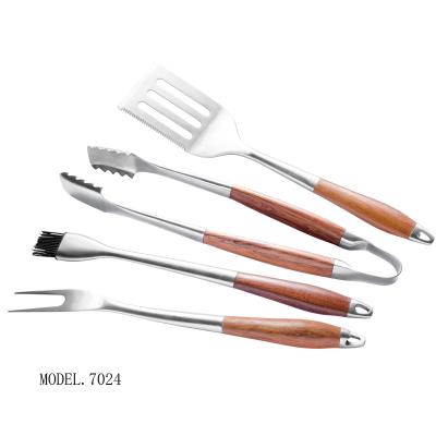 China Easily Cleaned Factory Direct BBQ Fork And Spatula Clip Combo 4 Piece Grill BBQ Tool Kit for sale