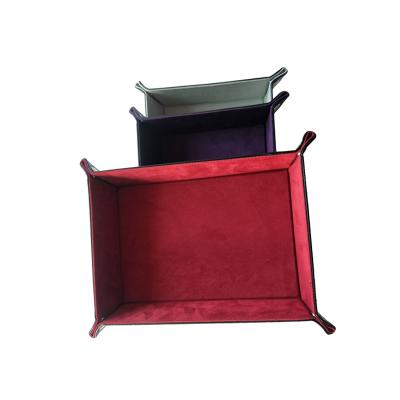 China Gifts 2021 New Promotional Gift PU Dies Holder Storage Leather Folding Velvet Tray Organizer for sale