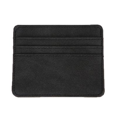 China 100% Eco-friendly Black Color PU Leather Wallet Slim Lightweight Multi Slot ID Bank Card Holder Slim Card Case for sale