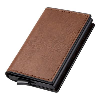 China RFID Blocking Protect Automatic Wallet Credit Card Holder Leather Rfid Noise Blocking Pocket Bifold Wallet With Banknote Slot For Women Men for sale