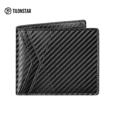 China Custom Made Leather Bifold Wallet Billeteras Fiber RFID Carbon RFID Carbon RFID Wallets Slim Wallet for sale