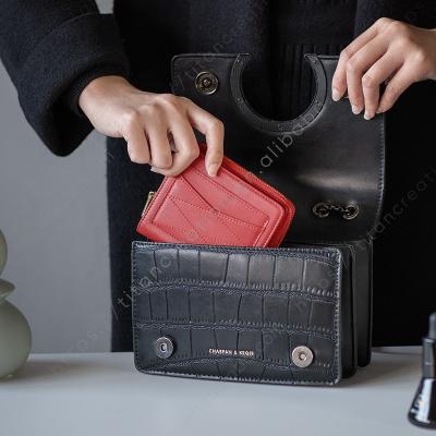 China RFID Branded Latest Design Ladies Pinch Ladies Invent Card Holder Wallet Real Leather for sale