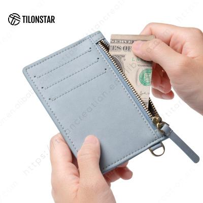 China RFID Purses and Ladies Purses Small Wallet for Women Coins Pocket Card Holder Leather Purse with Zipper for sale