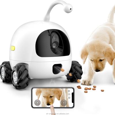 China Full HD WiFi Dispenser 1080P Treat Dog Robot Companion Pet Camera Pet Night Vision Viable Intelligent Moving Pet Camera for sale