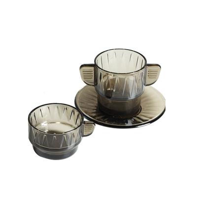 China Wholesale New Fashion Simplicity Boshi Home Light Glass Water Cup Gray Coffee Cup Model Room Luxury Binaural Cold Dining Table Decoration for sale