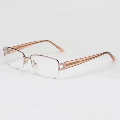 China NVEL1013 Fashion Design Women Glass Eyewear Acetate Optical Temples Half Rim Metal Frames for sale