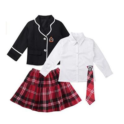 China Girls Breathable Outfits Pleats Mini Skirt White Shirt Suit Jacket Classic School Uniform à venda