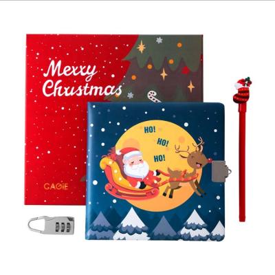 China Santa Claus and Christmas spiral design gift notebook set with pen for kids for sale