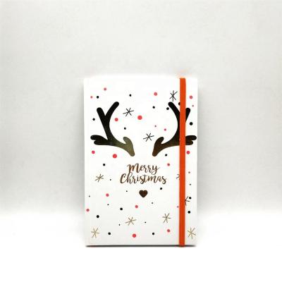 China Original Cute Hardcover Cartoon Christmas Gift Elk Notebook Diary With Rubber Band Custom for sale