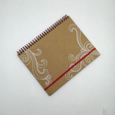 China 2021 Spiral Kraft Paper Cover Spiral Notebook with Red Elastic Band for sale