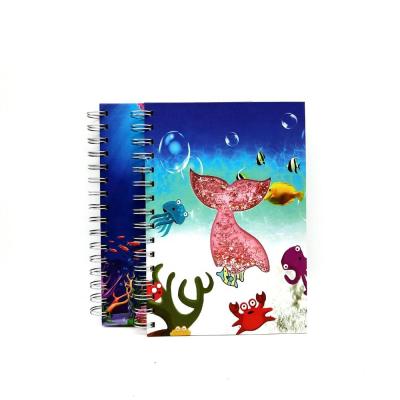 China Hardcover Promotionals Printed Hollow Out Liquid Hardcover Notebook With Customized Logo for sale