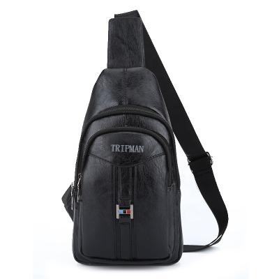 China High Quality Tripman Men's Fashion Crossed Out Trunk Bags PU Waterproof Anti-dirty Sling Casual Shoulder Men Leather Cross - Body Waist Pack for sale