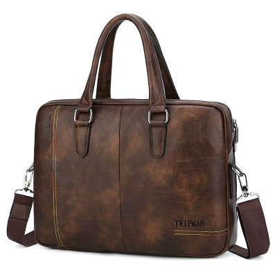 China High Quality TRIPMAN Men's Briefcase Fashion PU Leather Business Handbag Large Capacity Tote Laptop Tote Shoulder Bags for sale