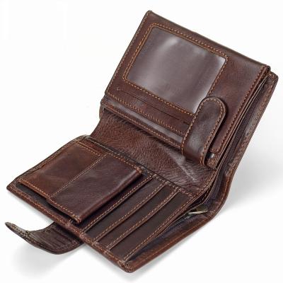 China Designer Fashion Brand Small Full Grain Waterproof Cowhide Genuine Leather Money Wallet Coin Purse For Men for sale