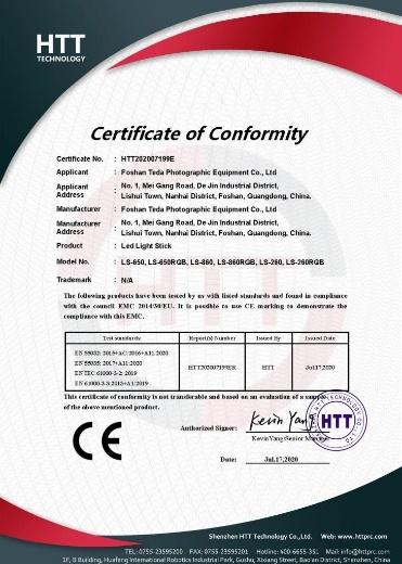 CE - Foshan Teda Photographic Equipment Co., Ltd