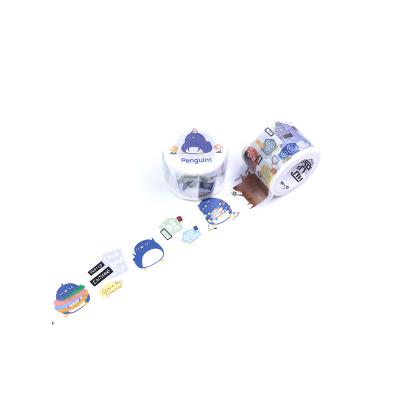 China Repeat Peel Customed Christmas Paper Tape Penguin Ribbon For School Supplies for sale