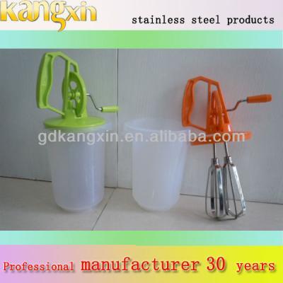 China Sustainable High Quality Hand Turning Stainless Steel Egg Beater Mixer With PP Container for sale