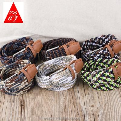 China Sigle Face Colorful Fashion Metal Buckle Woven Stretch Stretch Waist Belt for sale