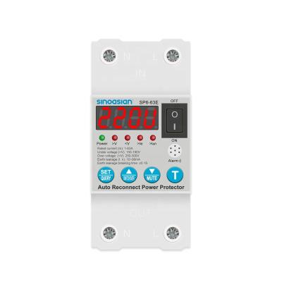 China Smart Design Adjustable Voltage Protection Single Phase 1P+N 230V 63A Automatic Circuit Recloser With Residual Current Protection for sale