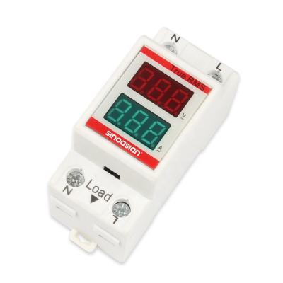 China Customized High Accuracy DIN Rail Volt Ammeter AC 1-99.9A 80V-300V 200V-450V Copper Digital Display 2P Voltage Ampere Electric Meter for sale