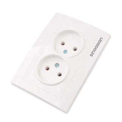 China Hot Sale Germany Standard 16A 220V 230V 240V 2 Way Strip Euro Flame Retardant Dual Flush Mounting Electric Wall Socket SY2 for sale