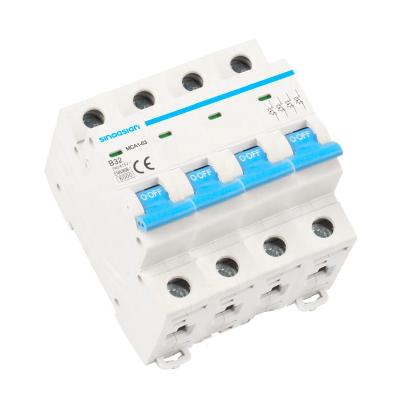 China IEC 60898 380/415V 50/60Hz C6 C10 C16 C20 C25 C32 Mini Three Phase IEC 60898 TPN 4P MCB Four Line Four Circuit Breaker MCA1-63 for sale