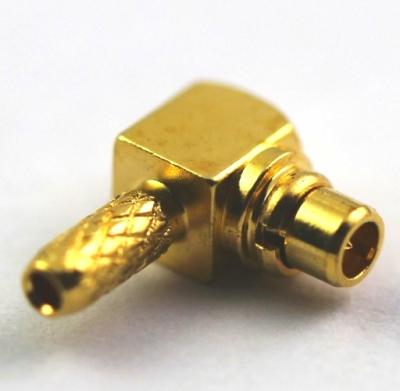 China Conector de ángulo recto del cable coaxial del conector del cable MMCX RF de RG178 RG59 en venta