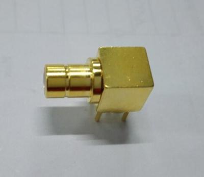 China Latón de ángulo recto masculino del conector de SMB de 75 ohmios para el PWB en microonda en venta